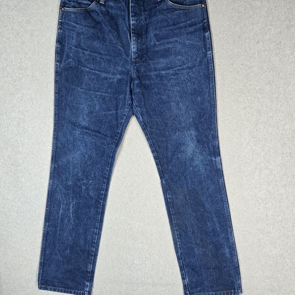 Wrangler Men Jeans 38X34 Blue Denim Straight Medium Wash Mid Rise 33" Inseam